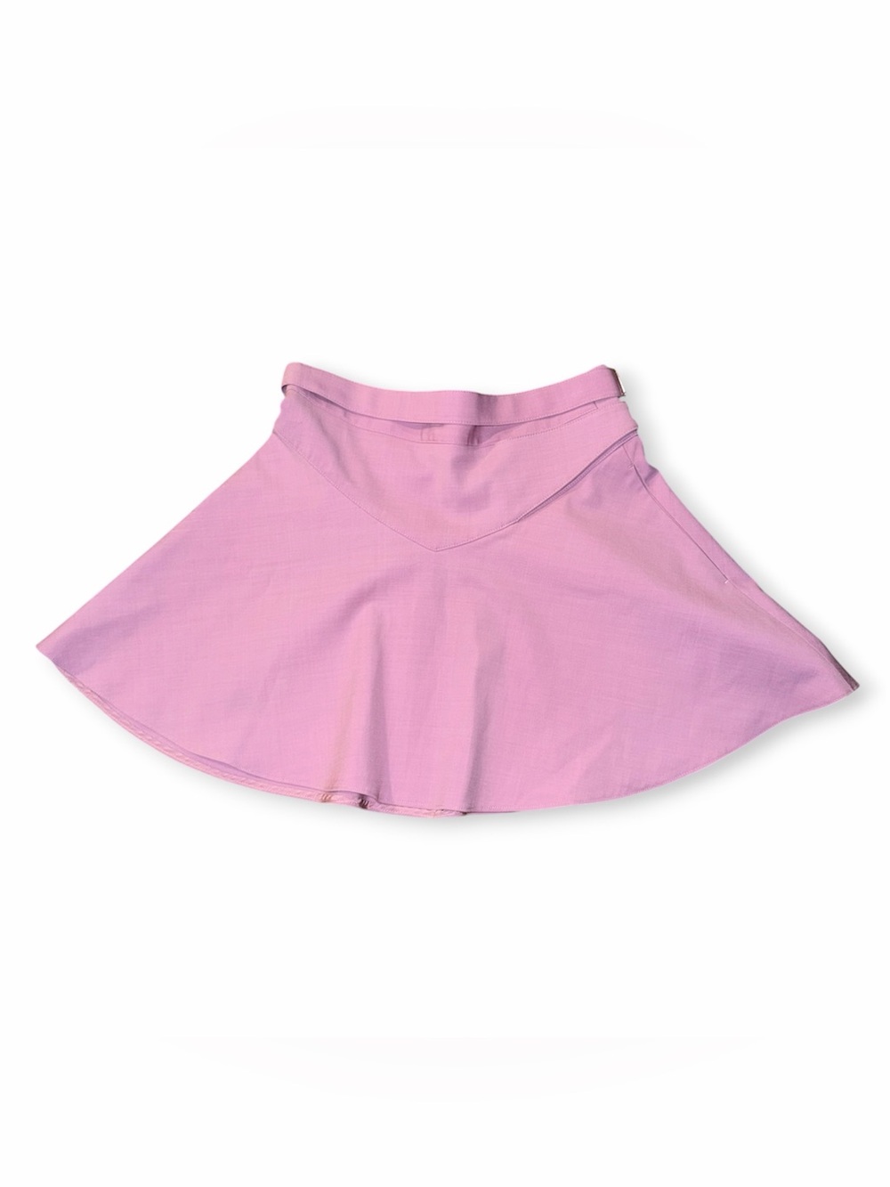 Red Valentino Pink Skirt Layered Pleated Belted Waist Wool Blend